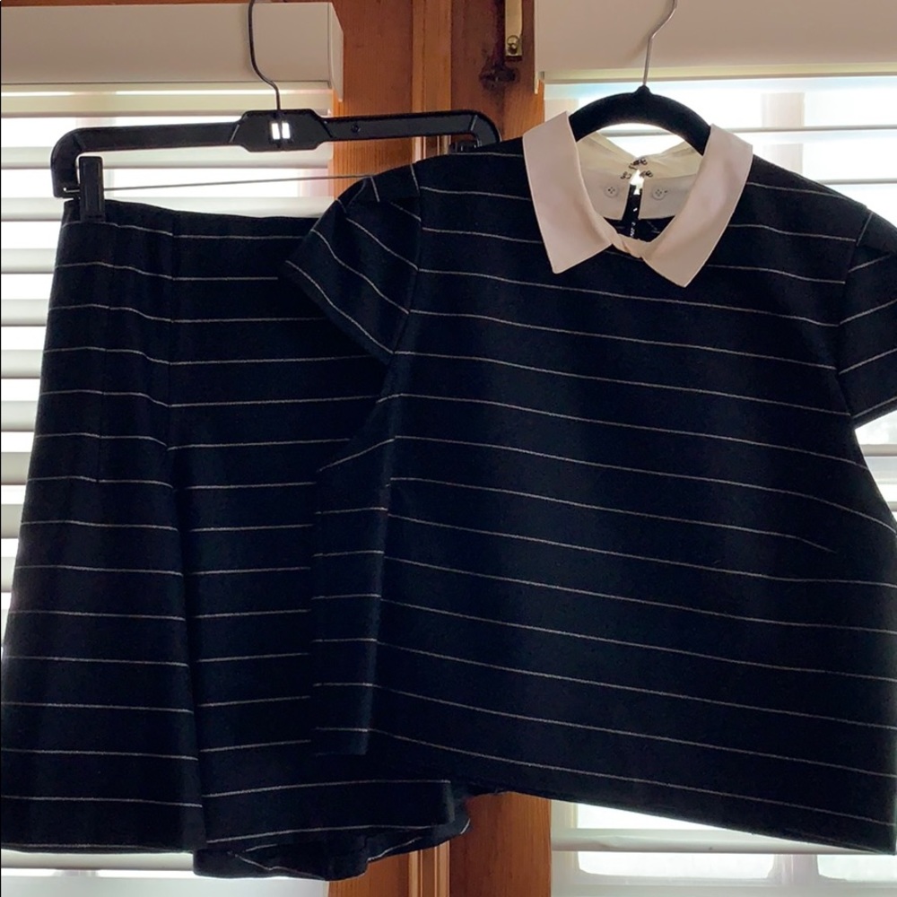 Alice and Olivia pinstripe skirt and top set